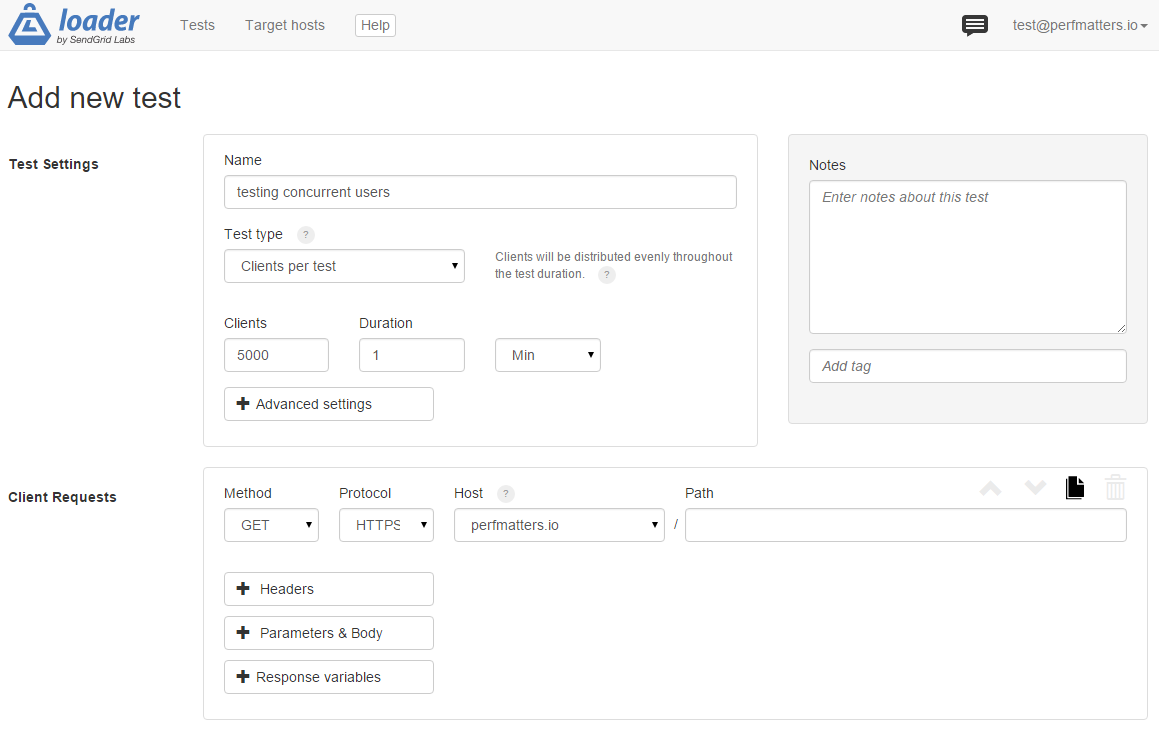 configure load test