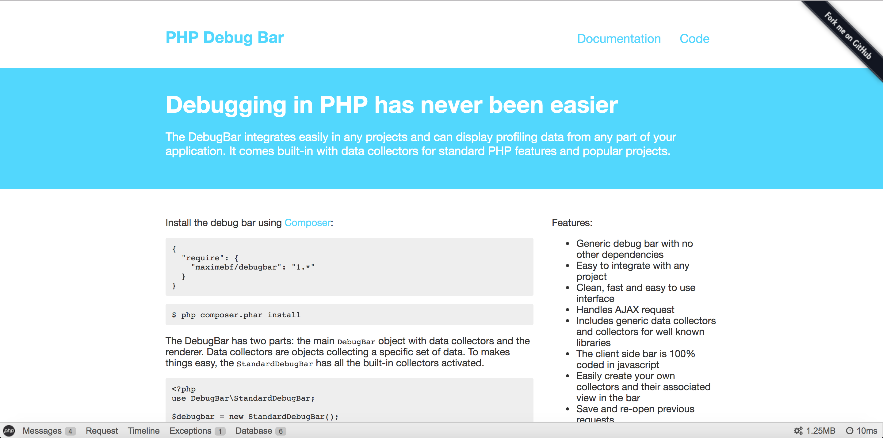 debug bar