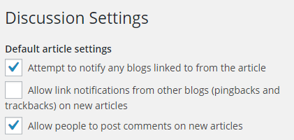 disable pingbacks trackbacks