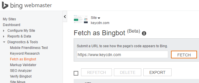 fetch as bingbot