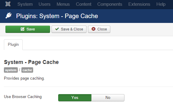 joomla browser cache