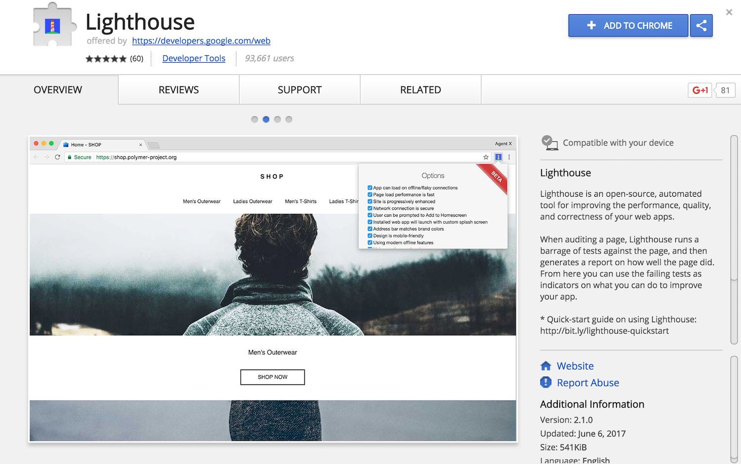 lighthouse chrome extension