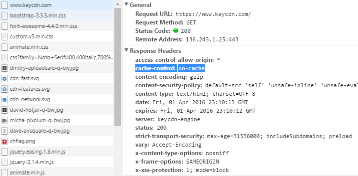 no-cache header