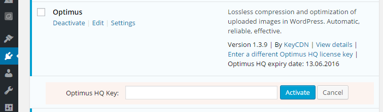 optimus plugin key