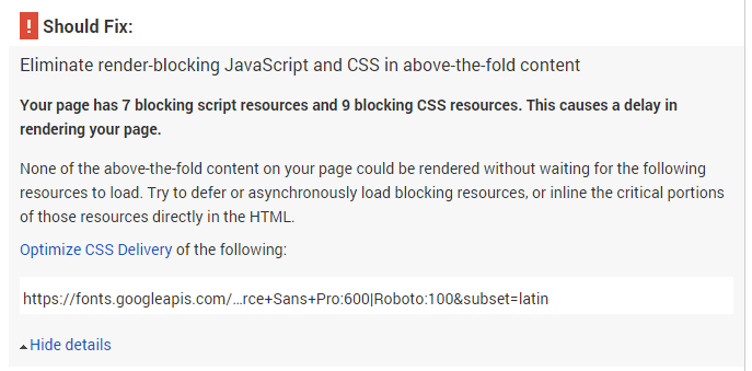 ppagespeed insights google fonts