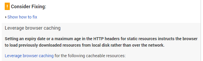 pagespeed insights leverage browser caching