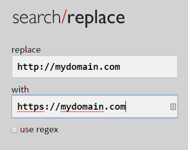 search replace http to https