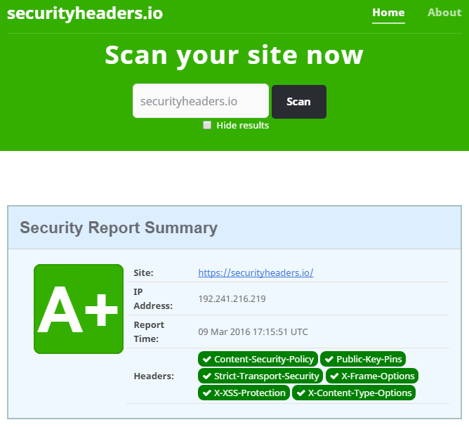http security headers score