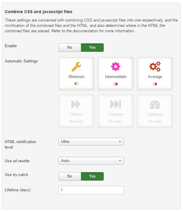speed up joomla with minification