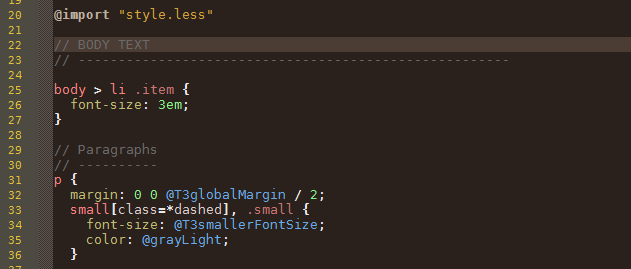 syntax highlight less