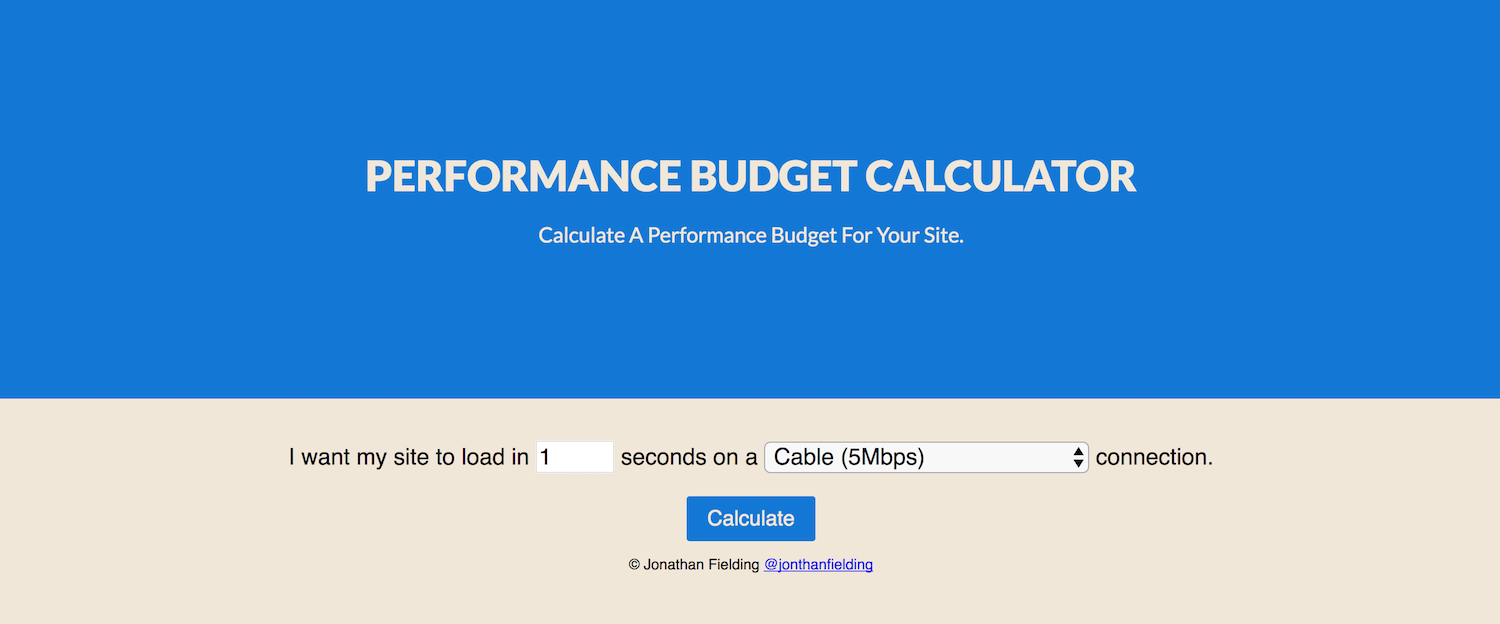 web performance budget home