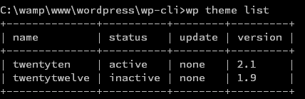 wp-cli wp theme list