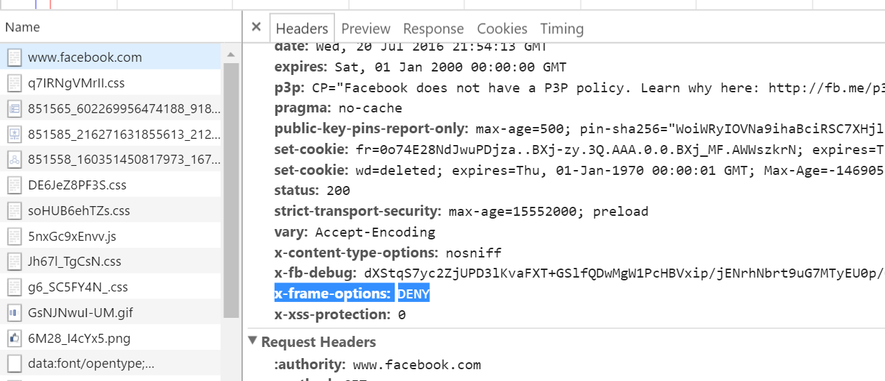 x-frame-options deny directive