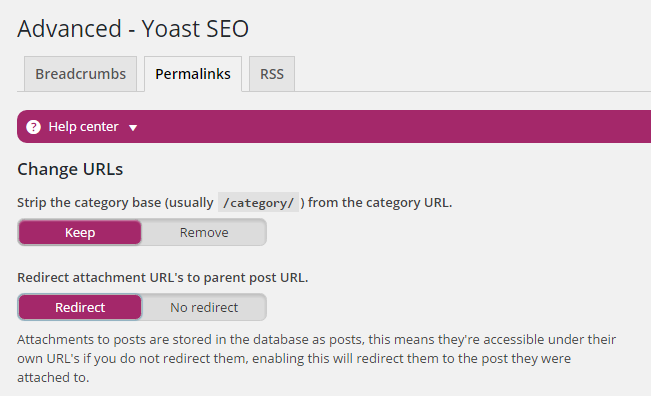 yoast redirect attachment URLs