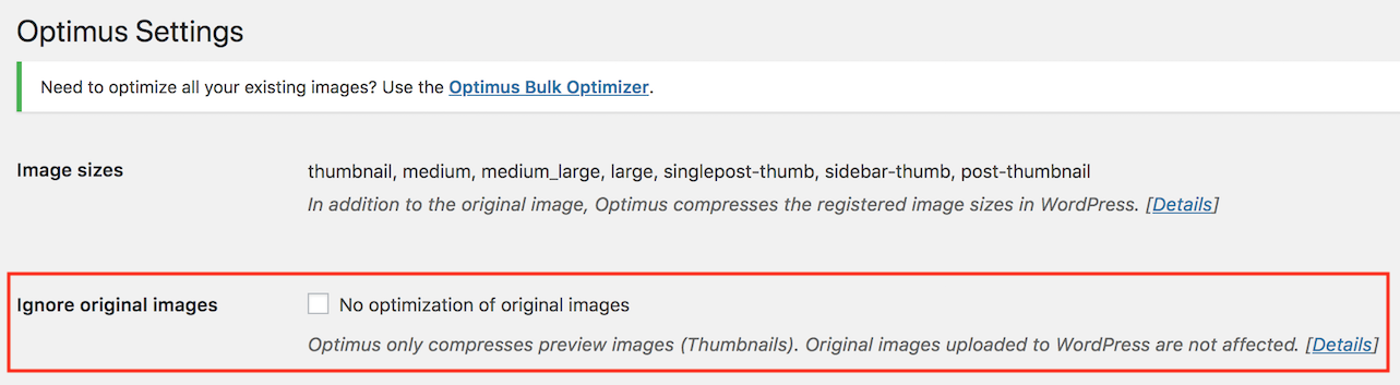 no optimization of original images
