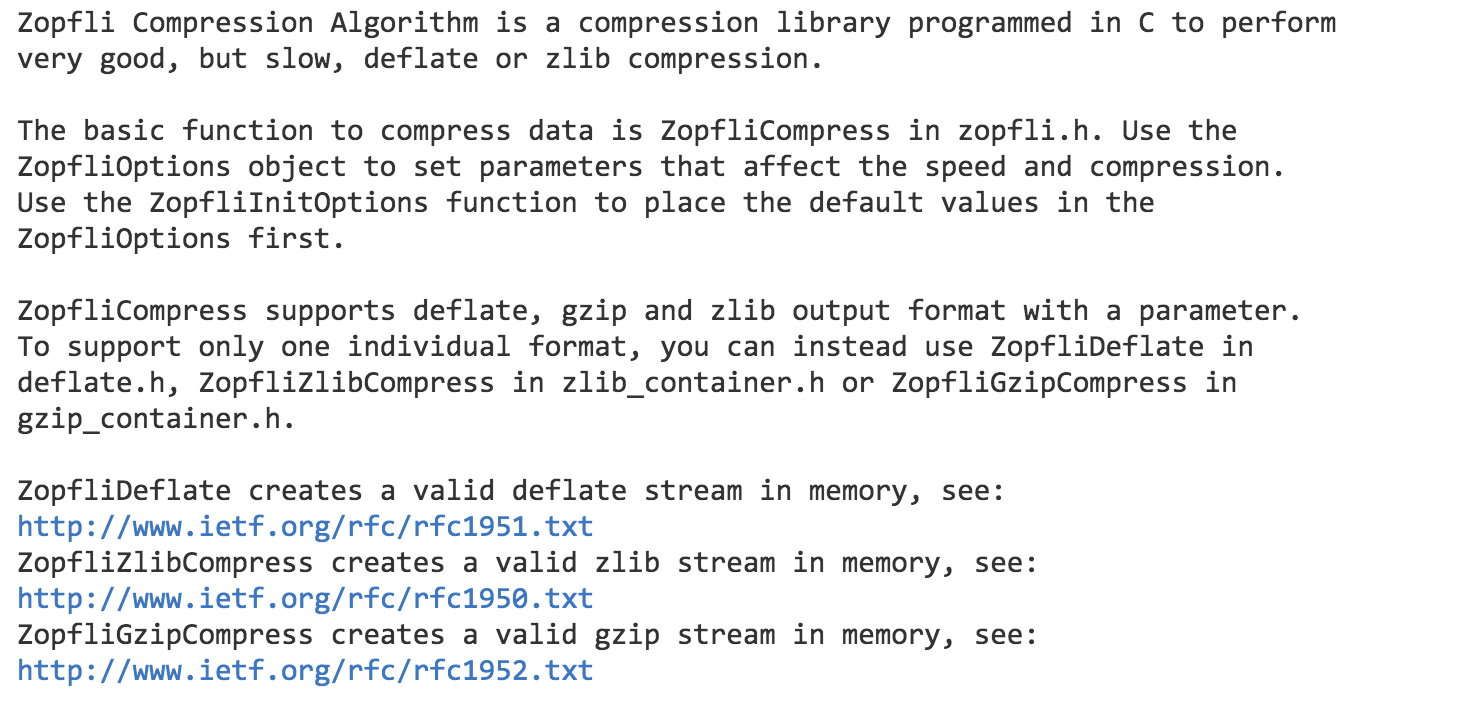zopfli compression algorithm explained